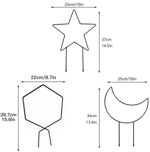 Metall Pflanzenkletterhilfe Set, Stern, Mond und geometrische Formen für den Garten.