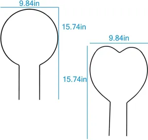 Metall Pflanzen Gitter Set für Topf Kletterpflanzen, schwarze Eisen Stützen, rund und Herz Design.