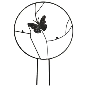 Schwarzer Metall Garten Pflanzen Rankhilfe Stütze mit Schmetterling für Blumen Kletterpflanzen