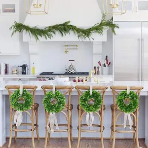 Artificial boxwood wreath small greenery garland with ribbon for door wall decor home wedding