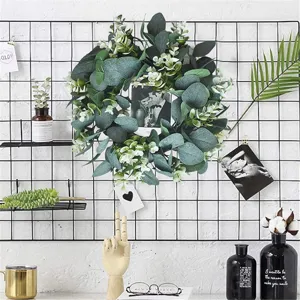 Artificial eucalyptus wreath wall hanging greenery door decor for home office farmhouse