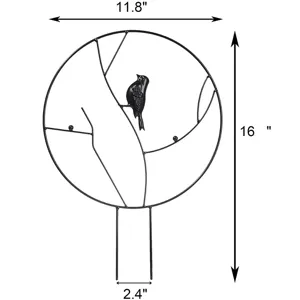 Metall Vogel Rankhilfe Detail, 16 Zoll runder Pflanzstab Blumen Stütze für Kletterpflanzen.