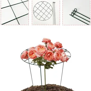 Garden plant support trellis green iron round grid flower climbing frame for yard potted flowers