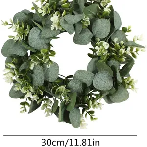 Artificial eucalyptus leaf wreath 30cm green plant door wall hanging home decor item