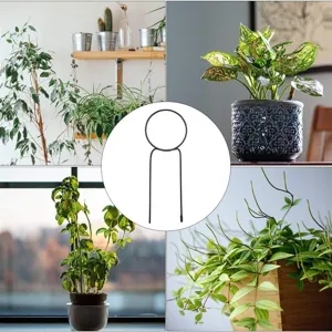 Schwarzer Metall Pflanzenstuetze Garten Kletterhilfe Geometrischer Blumen Topf Halter