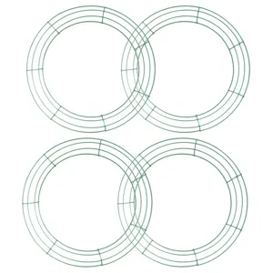 12 Inch Wire Wreath Frame Green Metal Ring 4 Pack for DIY Floral Christmas Craft Decor