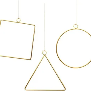 Goldene Metall geometrische Blumenkranz Ringe DIY hängende Eisenrahmen Wanddekoration