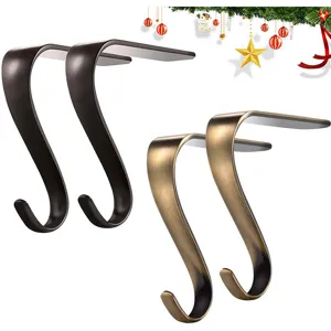 Metall Weihnachtsstrumpf Kaminhaken Rutschfester Kaminaufhänger Gold Silber Schwarz Dekorativer Strumpfhalter Für Kamin