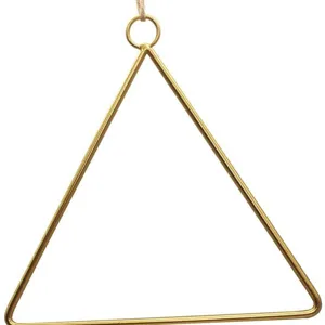 Goldener geometrischer Dreiecks-Metallring mit Kordel für DIY-Blumenkranz Wanddeko.