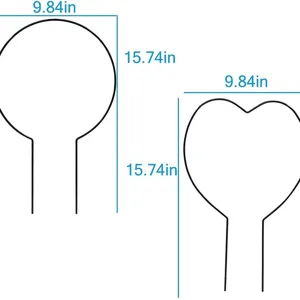 Schwarzes Metall Pflanzen Rankhilfe Set, runde und Herz Form, 9.84x15.74 Zoll.