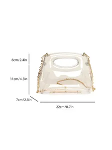 Clear acrylic evening bag with gold chain stylish transparent hard-shell clutch purse for women