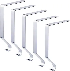 5er Set Metall Weihnachtssocken Haken Kamin Aufhänger silberfarben Weihnachts Deko Accessoire