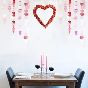 Valentine day hanging tinsel heart wreath paper garland wedding party wall decor scene