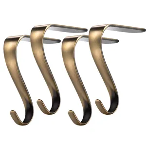 Metall Weihnachtsstrumpf Halter Kamin Aufhaenger Bronze S foermig Urlaubs Deko Clips Set