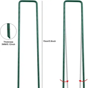 Grüne U-förmige Rasennägel 15 cm lang 3 mm dick Erdanker Erdnägel für Garten Pflanzen im Freien