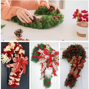 Weihnachtlicher J-förmiger Kranz Drahtrahmen Zuckerstange Form Feiertag Heimdekoration Zubehör