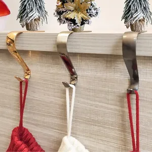 Weihnachtsstrumpf Halter Metall Kamin Aufhänger für festliche Weihnachtsdeko drei Stück Set.