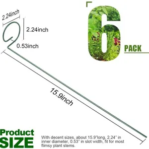Grüne Metall Pflanzenstütze 6er Pack Rankhilfe für Garten Pflanzen 15,9 Zoll Länge