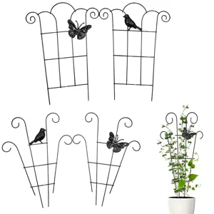 Pflanzenrankhilfe Aus Eisen Dekorative Metall Gartenstütze Mit Vogel Schmetterling Design Für Kletterpflanzen Im Freien Schwarzer Blumenrahmen