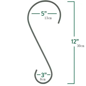 12 Zoll Metall S Haken zum Aufhaengen von Vogelhaeusern, Pflanzen und Gartendekorationen.