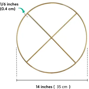 Detailansicht des goldenen Metallblumenreifenrings mit 35 cm Durchmesser und 0,4 cm Stärke.