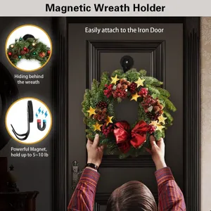 Support de couronne magnétique pour porte, crochet aimanté robuste pour décoration de fête.