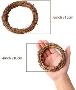 Natürlicher Weidenkranz für DIY-Basteln, 4 und 6 Zoll Rattanring für Türkranz und Floral.