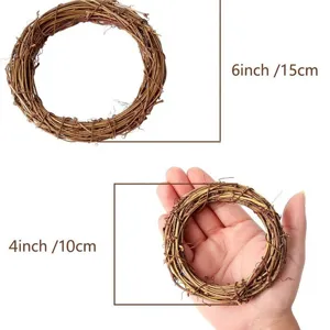 Natürlicher Rattan-Kranzring für DIY-Blumenhandwerk, handgemachter Rebenkreis in 4 u. 6 Zoll.