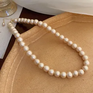 French vintage pearl necklace for women elegant clavicle chain chic jewelry accessory