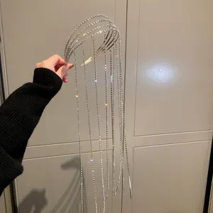 Diadema de borlas de diamantes, aro de pelo metal multicapa, accesorio de moda para mujer.
