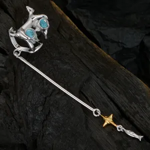 Orecchini a clip gatto pesce in argento sterling S925 lunghi senza piercing chic