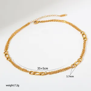 Gold stainless steel multi-layer geometric necklace stylish fashion jewelry accessories