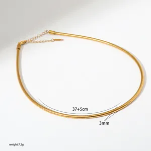 Gouden roestvrijstalen slangketting halsketting 37+5cm verstelbaar 3mm breedte 7.2g