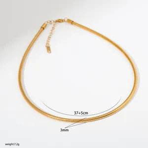 Gold snake chain necklace with extension, stainless steel minimalist choker jewelry for women