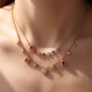 Western Dopamine Stijl Zirconia Roestvrij Stalen Halsketting Voor Dames Verguld Geometrische Sleutelbeenketting Mode Sieraden Cadeau