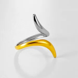 Anillo ajustable de acero inoxidable bicolor joyería de moda minimalista moderna