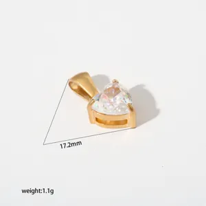 Edelstahl Herz Zirkon Anhänger vergoldete Halskette Mode Schmuck Detailansicht 17.2mm