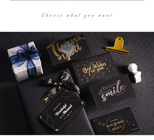 Set de tarjetas de felicitación de lujo en lámina de oro negro, tarjetas de mensajes creativos.
