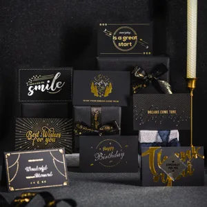 Tarjetas de Felicitación de Cartulina de Negocios Vintage Estampado Oro Cumpleaños Mensaje Tarjetas Regalo Con Sobre