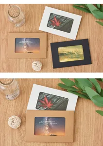 Kraftpapier Postkarten Huellen waagerechte Fotorahmen Verpackungsboxen fuer Karten und Display