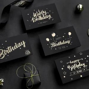 Luxus Bronze Happy Birthday Grußkarte Set Mit Umschlag Und Siegel Aufkleber Kreative Schwarze Karton Segenskarte