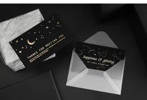 Schwarze Goldfolien Grußkarten mit Umschlägen, luxuriöse Sternen Dankeskarten für Geschenke.