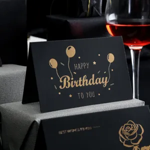 Schwarze Goldfolie Geburtstagsgrußkarte edle Geschenkkarte mit Umschlag für Party und Feier.