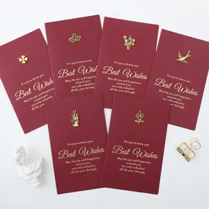 Vintage Weinrot Papier Grußkarte Mit Kraftumschlag Goldprägung Metallanhänger Kreative Botschaft Segen Karten Für Geburtstag Dankbarkeit Geschenk