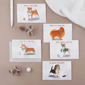 Niedliche hunde grußkarten set für geburtstag wünsche, schöne welpen geschenkkarte.