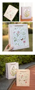 Blumige Geschenktüte aus Papier, künstlerisches Design, Handtasche für Geburtstag und Freunde