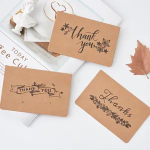 Vintage Kraftpapier Dankeschenkarten, elegante florale Grußkarten für Geschäft und Events.