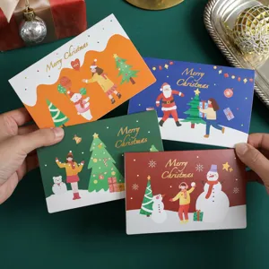 Süße Cartoon Weihnachts-Grußkarten Set mit Heißfolienprägung, festliche Weihnachtskarten.