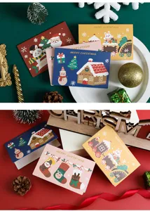 Süße Weihnachtsgrußkarten Cartoon Feiertag Segen Karten für Kinder und Freunde Weihnachten.