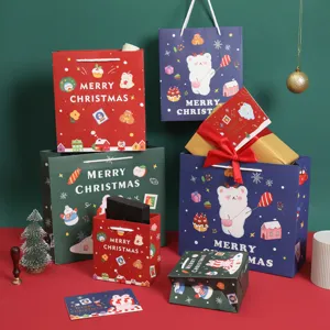 Weihnachten geschenkbeutel set süßer bär motiv papier taschen geschenk verpackung